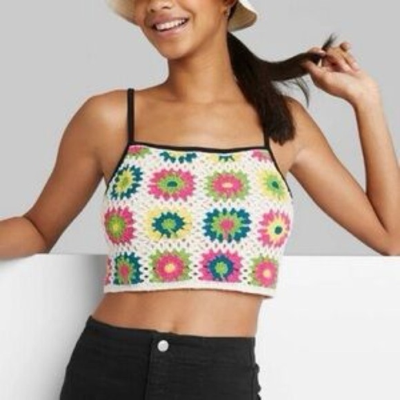 Festival Top, Crocheted, Granny Square Tank, S/M, Wild Fable - Picture 2 of 9